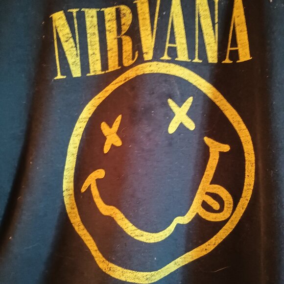 Men's Black XXL Nirvana Smiley Face Logo Sweatshirt Grunge Band Kurt Cobain - Picture 1 of 4